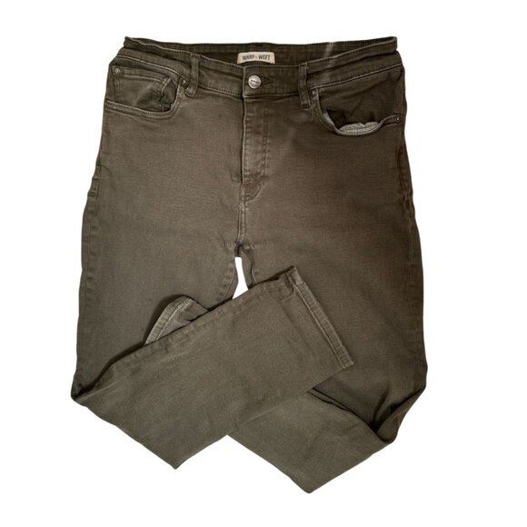 Warp + Weft Olive Green Slim Fit Stretch Jeans Size 34X30 Mens Denim Pants - Picture 2 of 8